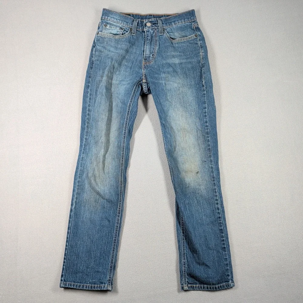 Levi's 512 Mens Jeans W28 L32 Blue Denim Straight Fit